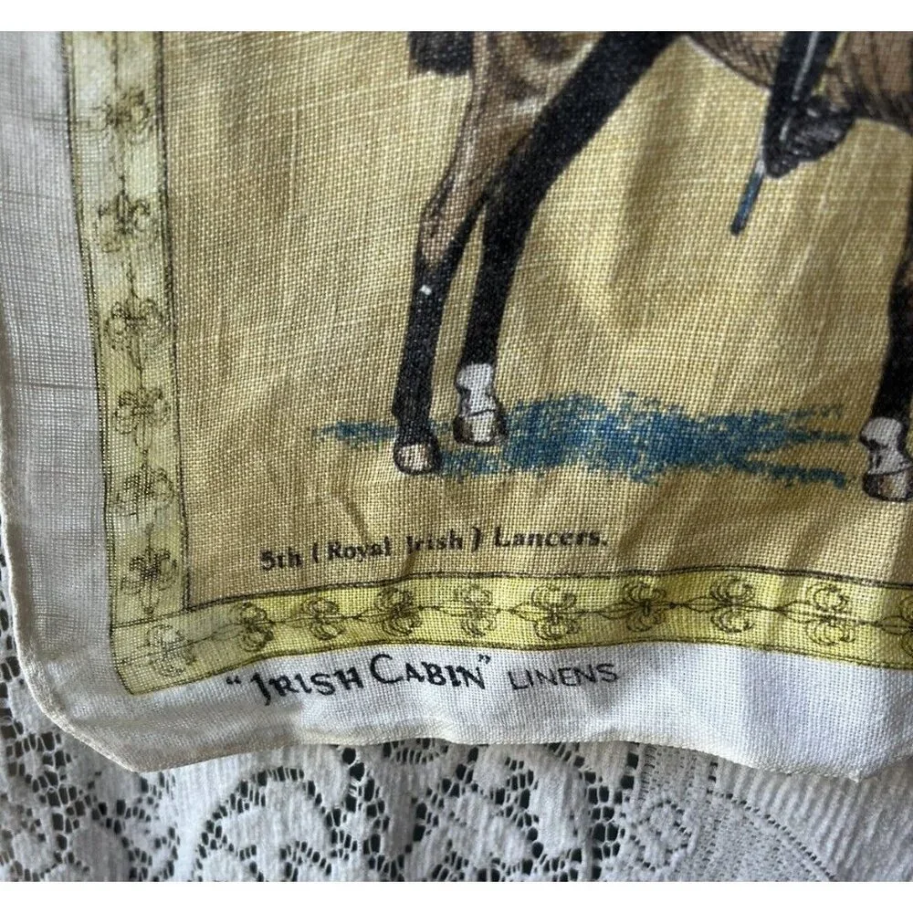 Vintage‎ Irish Cabin Linens Royal Cavalry Ireland Linen Victorian Tea Towel